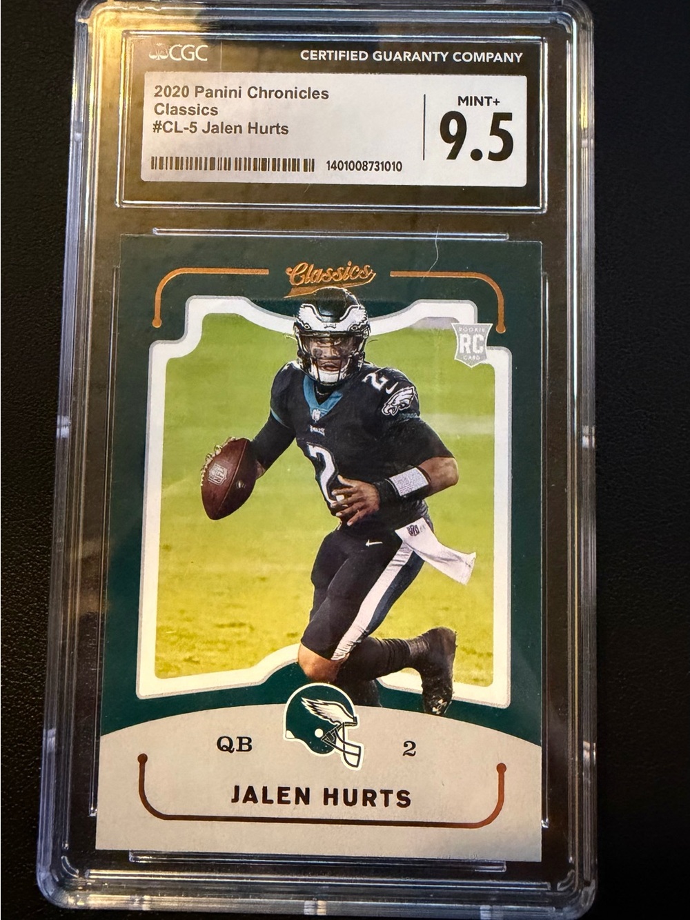 Panini 2020 Chronicles Classics
Jalen Hurts Eagles #CL-5 RC CGC
9.5